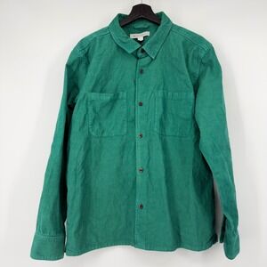 Outerknown Mens Large Green Organic Cotton Corduroy Button Down Shirt Jacket